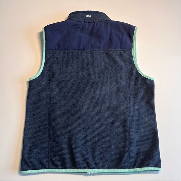 Vineyard Vines Navy Fleece with Teal Trim Vest, Size XL Girls - Picture 4 of 9